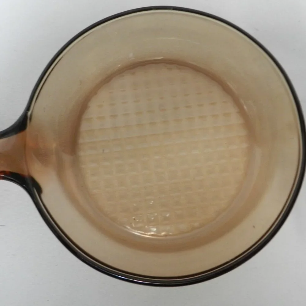 Vintage Corning Ware USA amber Glass pan waffle bottom skillet frying pan 7